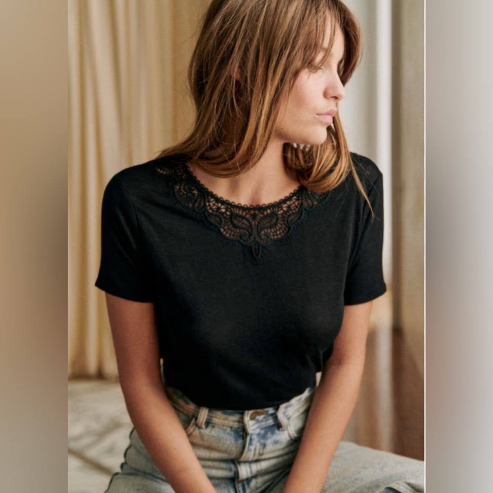 Sézane Mina T-Shirt - Black XS